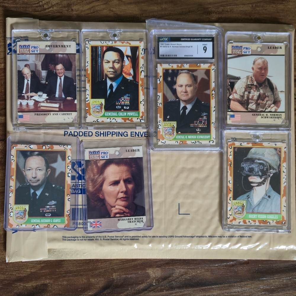 7 Topps 1991 Desert Storm War Cards Including Graded Card
